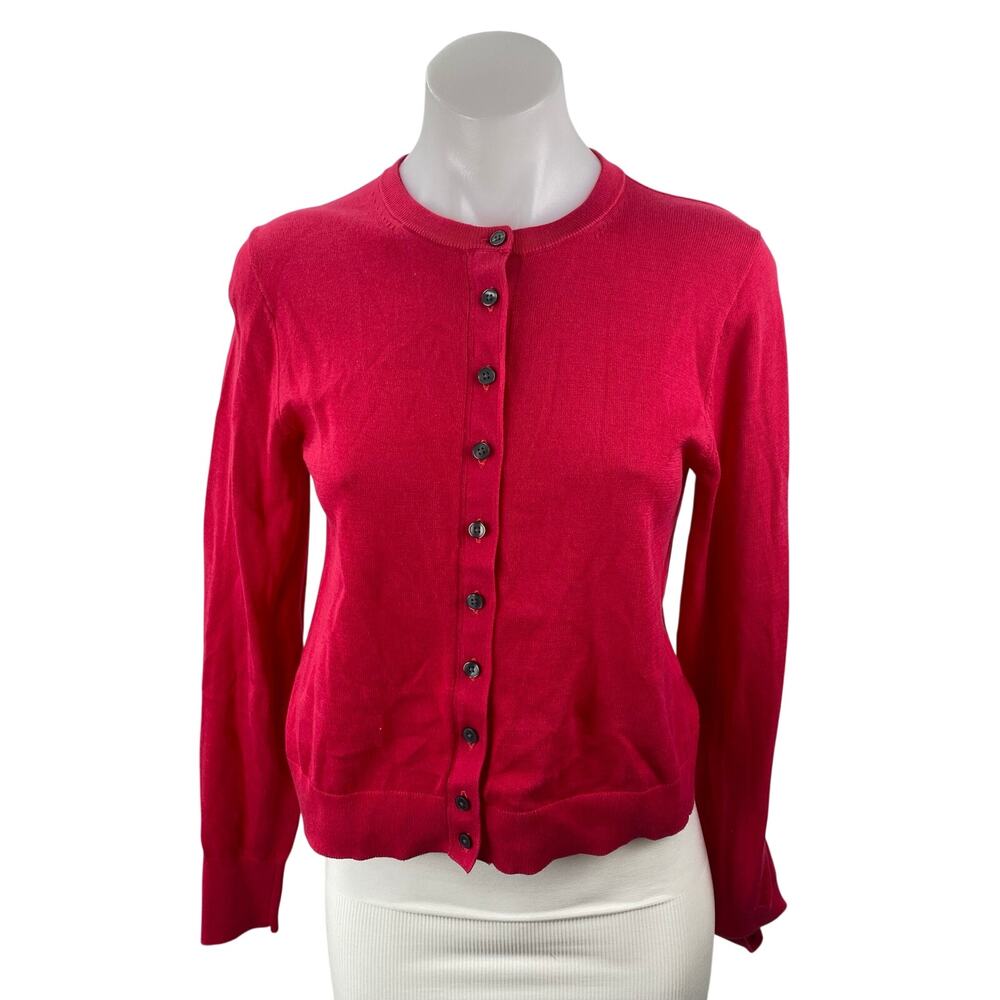 Madewell Women's Pink Crew Neck Long Sleeve Button Down Cardigan Sweater Top XS